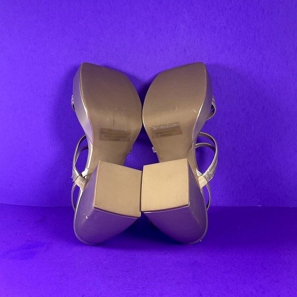 Aboud Women's Gold Strappy Platform Heeled Sandals Shoe Size 10-NEW - Picture 7 of 8